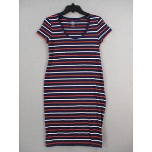 Old Navy Maternity Striped‎ Fitted T-Shirt Dress Navy Orange White Size S/P